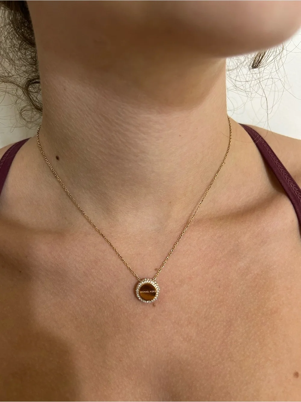 Michael Kors Logo Halo Disc Pendant Necklace